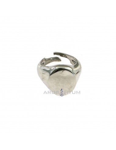 Anello mignolo regolabile scudo ovale placcato oro bianco in argento 925