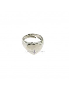 White gold plated heart shield adjustable pinky ring in 925 silver