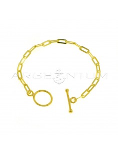 Biscuit mesh bracelet with yellow gold plated T-bar clasp in 925 silver