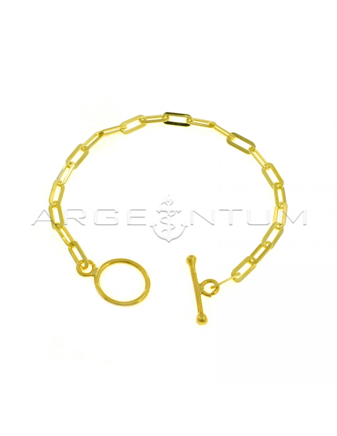 Biscuit mesh bracelet with yellow gold plated T-bar clasp in 925