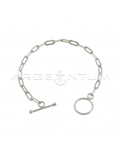 Biscuit mesh bracelet with white gold plated T-bar clasp in 925 silver