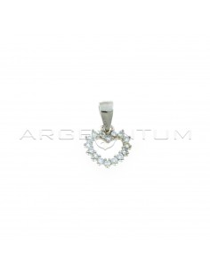 White gold plated zircon heart shape pendant in 925 silver