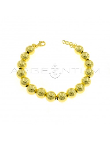 Smooth ball bracelet 10 mm yellow gold plated in 925 silver
