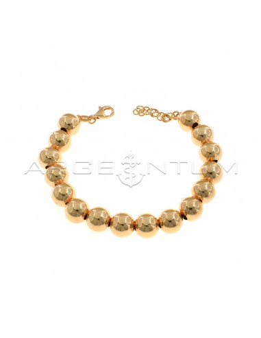 Smooth ball bracelet 10 mm rose gold plated in 925 silver