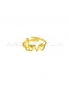 Adjustable ring with "love" written in yellow gold plated wire in 925 silver