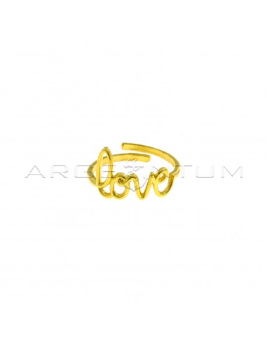 Adjustable ring with "love" written in yellow gold plated wire in 925 silver