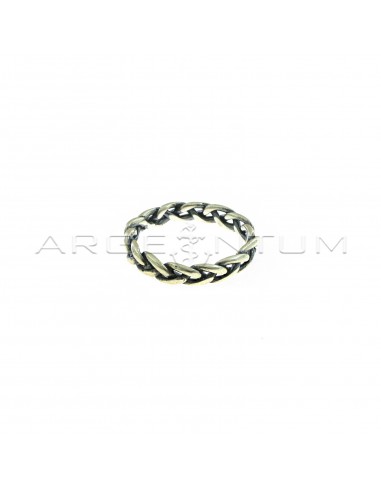 Rigid braided band ring in burnished 925 silver (Size 28)