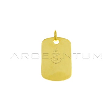 Medaglia liscia rettangolare 18x31 mm placcata oro giallo in argento 925