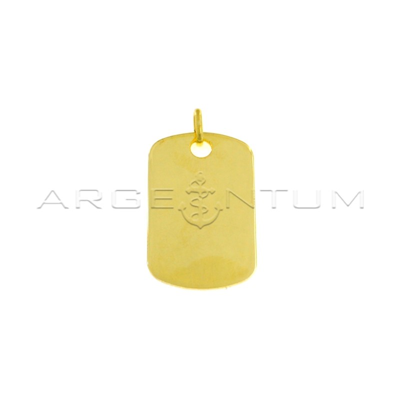 Medaglia liscia rettangolare 18x31 mm placcata oro giallo in argento 925