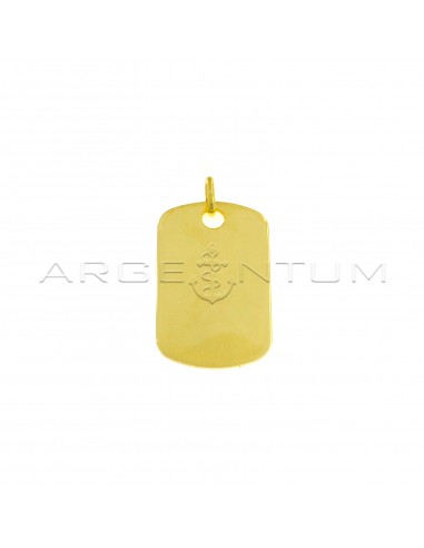 Yellow gold plated smooth rectangular medal 18x31 mm in 925 silver