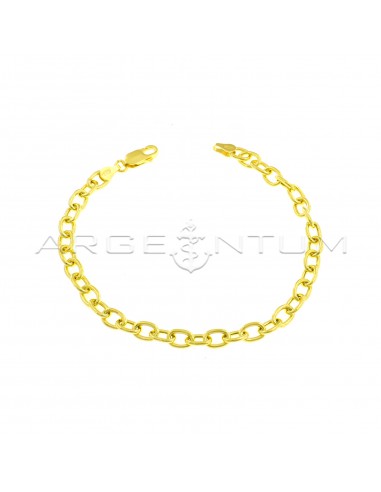 Yellow gold plated oval link bracelet in 925 silver