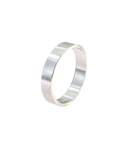 Smooth French band 4 mm white gold plated in 925 silver (Size 9)