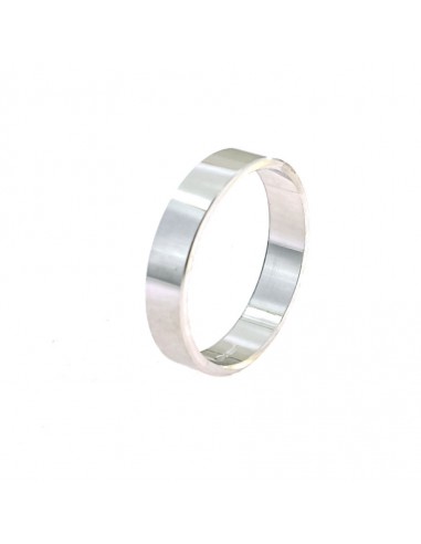 Smooth French band 4 mm white gold plated in 925 silver (Size 28)