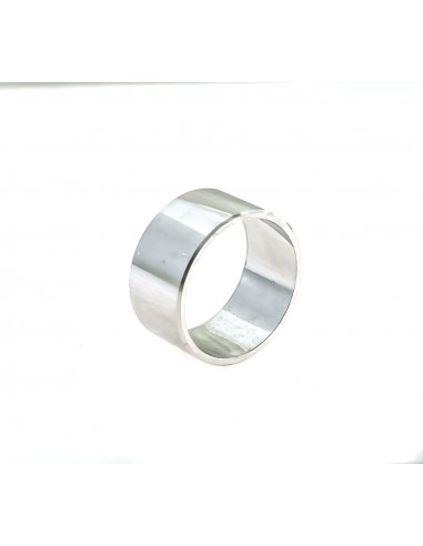 English smooth 10 mm white gold plated ring in 925 silver (Size 17)