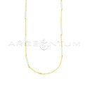 Diamond-coated rolo link necklace with faceted white agate spheres yellow gold plated in 925 silver
