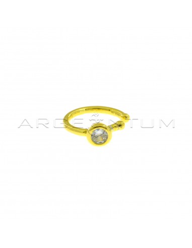 Wire hoop ear cuff with yellow gold plated white chive zircon in 925 silver