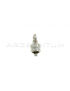 Bell charm 8x7 mm white gold plated in 925 silver