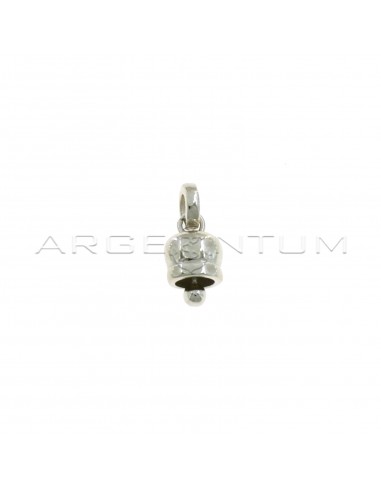 Bell charm 8x7 mm white gold plated in 925 silver