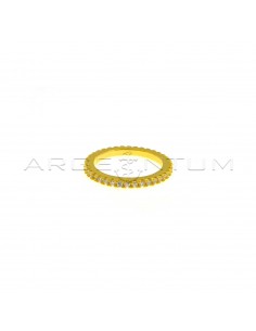 Anello veretta con zirconi bianchi da ø 1,5 mm placcato oro giallo in argento 925 (Misura 10)