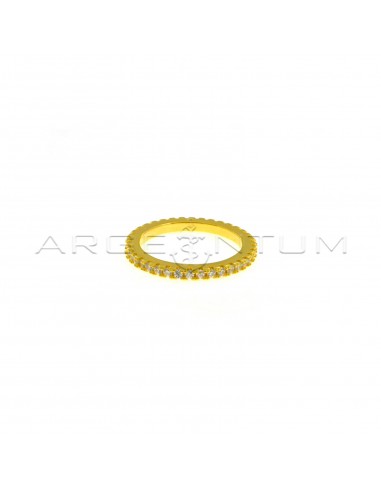 Anello veretta con zirconi bianchi da ø 1,5 mm placcato oro giallo in argento 925 (Misura 10)