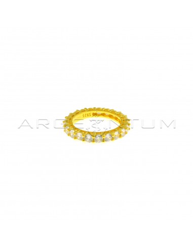 Eternity ring with white zircons of ø 3 mm yellow gold plated in 925 silver (Size 12)