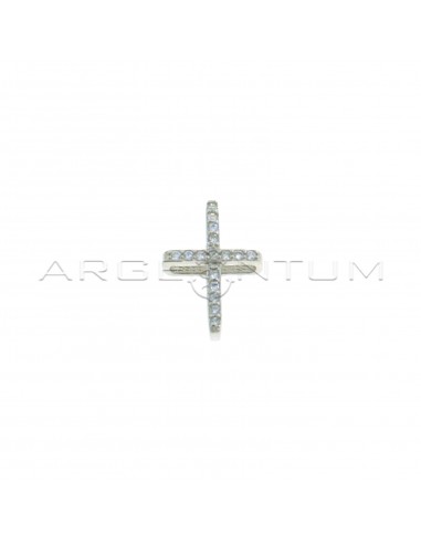 White gold plated white zircon cross pendant in 925 silver