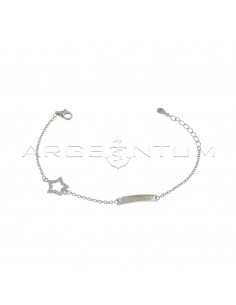 Forced mesh bracelet with central plate and white zircon side star shape white gold plated in 925 silver