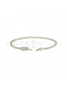 Carrè tennis bracelet with 2 mm white square zircons, white gold plated in 925 silver