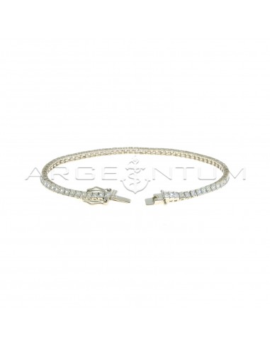 Carrè tennis bracelet with 2 mm white square zircons, white gold plated in 925 silver