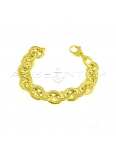 Yellow gold plated flat oval rolo link bracelet in 925 silver