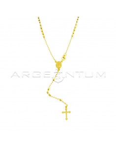 Collana rosario a Y placcata oro giallo con sfera faccettata da 3 mm in argento 925 (50 cm)