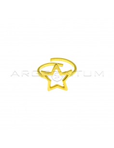 Adjustable ring with central star shape yellow gold plated in 925 silver