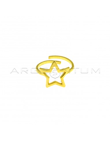 Adjustable ring with central star shape yellow gold plated in 925 silver