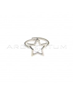 Anello regolabile con sagoma stella centrale placcato oro bianco in argento 925