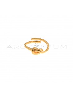 Adjustable wire ring with central knot rose gold plated in 925 silver