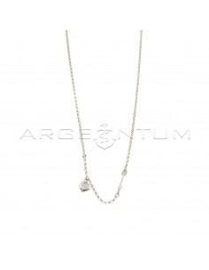Diamond-coated rolo necklace with arrow and heart pendant paired white gold plated in 925 silver