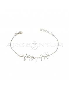 Forced mesh bracelet with central barbed wire motif white gold plated in 925 silver