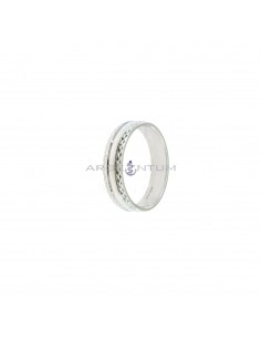 Ring with diamond edges plated white gold in 925 silver (Size 14)