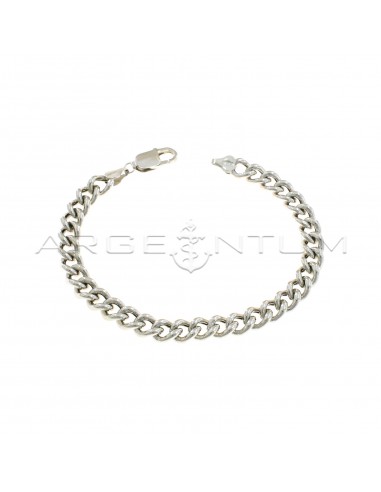 White gold plated 7.5 mm curb mesh bracelet in 925 silver