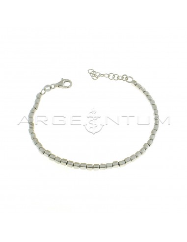 White gold plated rectangular nugget bracelet in 925 silver