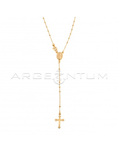 Rose gold plated Y rosary necklace with 2 mm faceted sphere in 925 silver (50 cm)