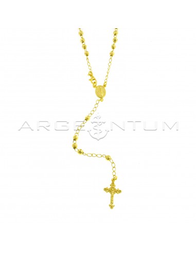 Yellow gold plated Y rosary necklace with 4 mm faceted sphere in 925 silver (60 cm)