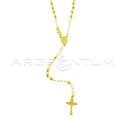 Yellow gold plated Y rosary necklace with 4 mm faceted sphere in 925 silver (60 cm)