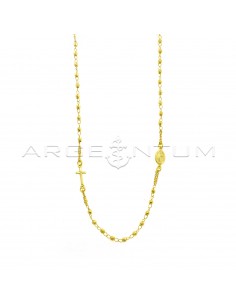 Collana rosario a giro placcata oro giallo con sfera faccettata da 3 mm in argento 925 (50 cm)