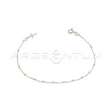 2 mm smooth sphere rosary bracelet with white gold plated cross in 925 silver