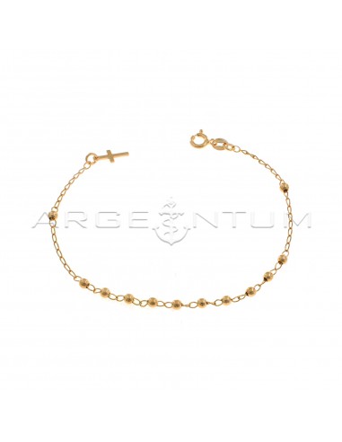 3mm smooth sphere rosary bracelet with rose gold plated terminal plate cross in 925 silver