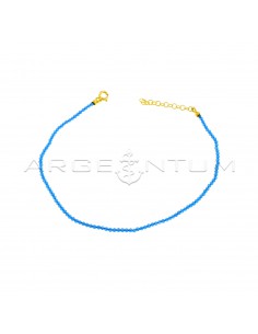 Anklet of blue faceted zircons, yellow gold plated in 925 silver