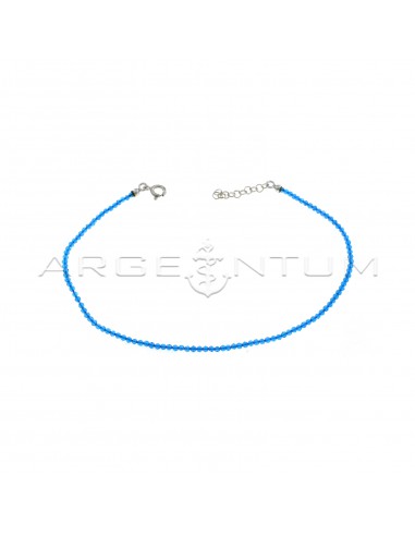 Anklet of blue faceted zircons in white gold plated 925 silver