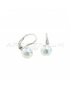 Orecchini perla da ø 8 mm con attacco monachella placcati oro bianco in argento 925