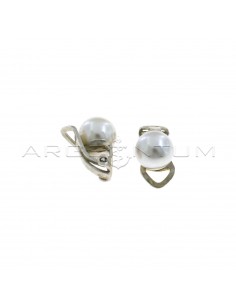 Pearl earrings ø 8 mm with white gold plated clip attachment in 925 silver
